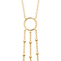 Collier composé d'une chaîne et d'un pendentif cercle avec trois chaînettes en plaqué or jaune 18 carats. Fermoir mousqueton avec anneaux de rappel à 40, 42 et 45 cm.