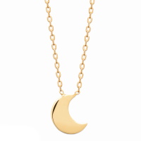 Collier composé d'une chaîne et d'un pendentif croissant de lune en plaqué or jaune 18 carats. Fermoir mousqueton avec anneaux de rappel à 40, 42 et 45 cm.