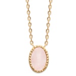 Collier en plaqué or et pendentif en quartz rose.