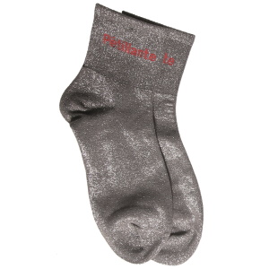 Paire de chaussettes en textile gris brillant avec le message Pétillante.