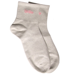 Paire de chaussettes en textile blanc brillant avec le message Drôle.