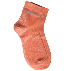 Paire de chaussettes en textile orange brillant avec le message Pipelette.