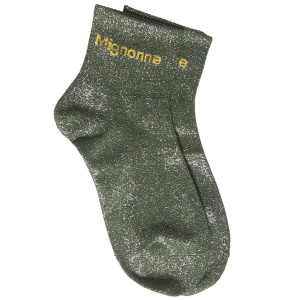 Paire de chaussettes en textile vert brillant avec le message Mignonne.