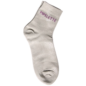 Paire de chaussettes scintillantes avec l'inscription Pipelette.