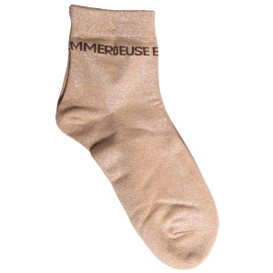 Paire de chaussettes scintillantes avec l'inscription Emmerdeuse.