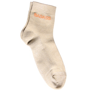 Paire de chaussettes scintillantes avec l'inscription Badass.