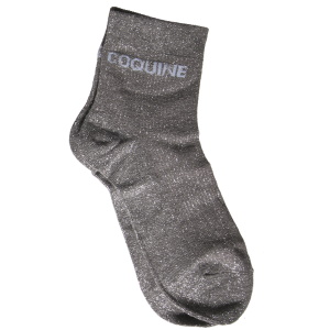 Paire de chaussettes scintillantes avec l'inscription Coquine.