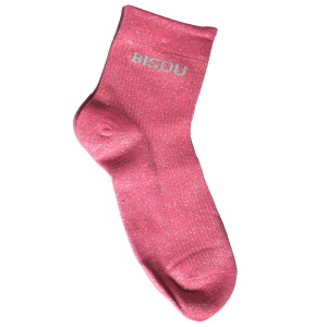 Paire de chaussettes scintillantes avec l'inscription Bisou.