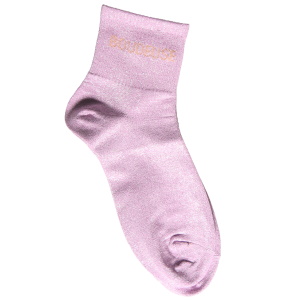 Paire de chaussettes scintillantes avec l'inscription Boudeuse.