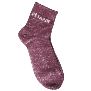 Paire de chaussettes scintillantes avec l'inscription Fêtarde.