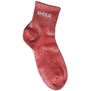 Paire de chaussettes scintillantes avec l'inscription Amour.
