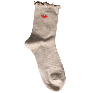 Paire de chaussettes scintillantes avec le motif de cœur.