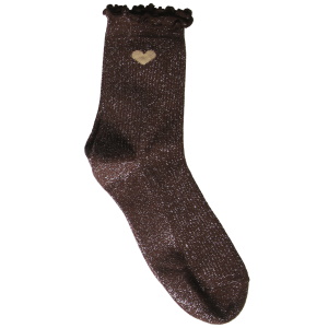 Paire de chaussettes scintillantes avec le motif de cœur.
