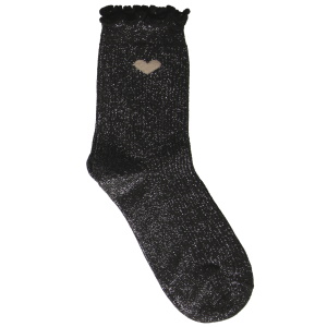 Paire de chaussettes scintillantes avec le motif de cœur.