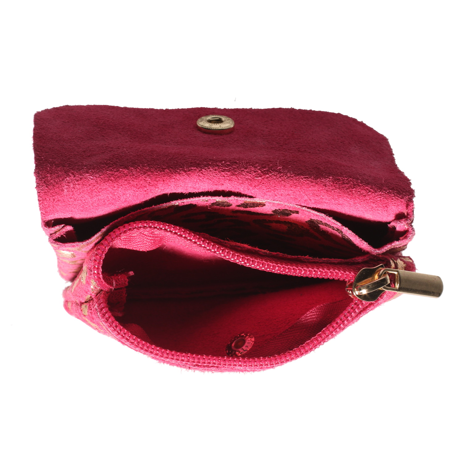 Apportez une touche de pep's et d'audace à vos accessoires avec ce petit porte-monnaie au style affirmé. Compact et fonctionnel, il marie parfaitement l'aspect brut du cuir suédé et l'élégance d'un motif animalier métallisé.<br/>Un rose fuchsia vibrant qui ne passera pas inaperçu.<br/>Imprimé léopard stylisé avec des taches dorées à l'effet métallisé/craquelé, offrant de superbes reflets à la lumière. Adolescent Adulte Enfant Femme Fille Indémodable Apportez une touche de pep's et d'audace à vos accessoires avec ce petit porte-monnaie au style affirmé. Compact et fonctionnel, il marie parfaitement l'aspect brut du cuir suédé et l'élégance d'un motif animalier métallisé.<br/>Un rose fuchsia vibrant qui ne passera pas inaperçu.<br/>Imprimé léopard stylisé avec des taches dorées à l'effet métallisé/craquelé, offrant de superbes reflets à la lumière. Adolescent Adulte Enfant Femme Fille Indémodable