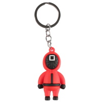 Porte-clés avec un personnage de la série Squid Game symbole carré en silicone.
