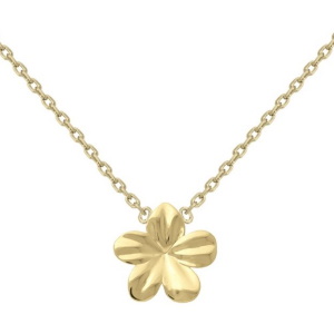 Collier composé d'une chaîne et d'un pendentif en forme de fleur madinina en plaqué or jaune 18 carats. Fermoir anneau de ressort avec 5 cm de rallonge.