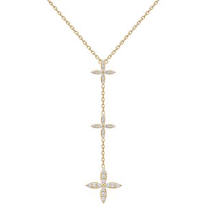 Sublime collier en plaqué or jaune 18 carats, délicatement façonné en une chaîne fine qui épouse le cou avec élégance. La chute ornée de motifs floraux sertis d'oxydes de zirconium ronds taille brillant, offre un éclat captivant. Une création raffinée qui illuminera votre décolleté avec une touche de luxe discret. Fermoir anneau ressort avec 4 cm de rallonge.