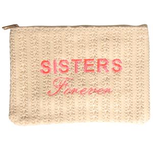 Pochette paille avec le message Sisters Forever.
