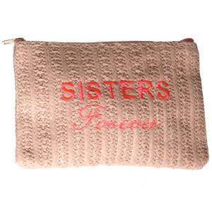 Pochette paille avec le message Sisters Forever.