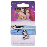 Lot de 8 élastiques cheveux pour enfant en textile de couleur avec personnages et symboles des princesses Disney (Cendrillon).