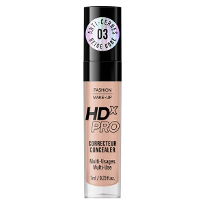 Correcteur multi usages HDx Pro anti cernes teinte beige doré. Le concealer HDx Pro est un correcteur à la couvrance impéccable, pour dissimuler les imperfections, contourer, illuminer et retoucher le teint. La texture douce et fluide de sa crème facilite son application en diminuant les imperfections. Elle illumine votre visage et reste agréable tout au long de la journée en vous offrant un teint satiné et naturel pour une peau impeccable. Son format tube facilite l'application et s'adapte à toutes les carnations grâce à sa large variété de teintes. Pour tous types de peaux.