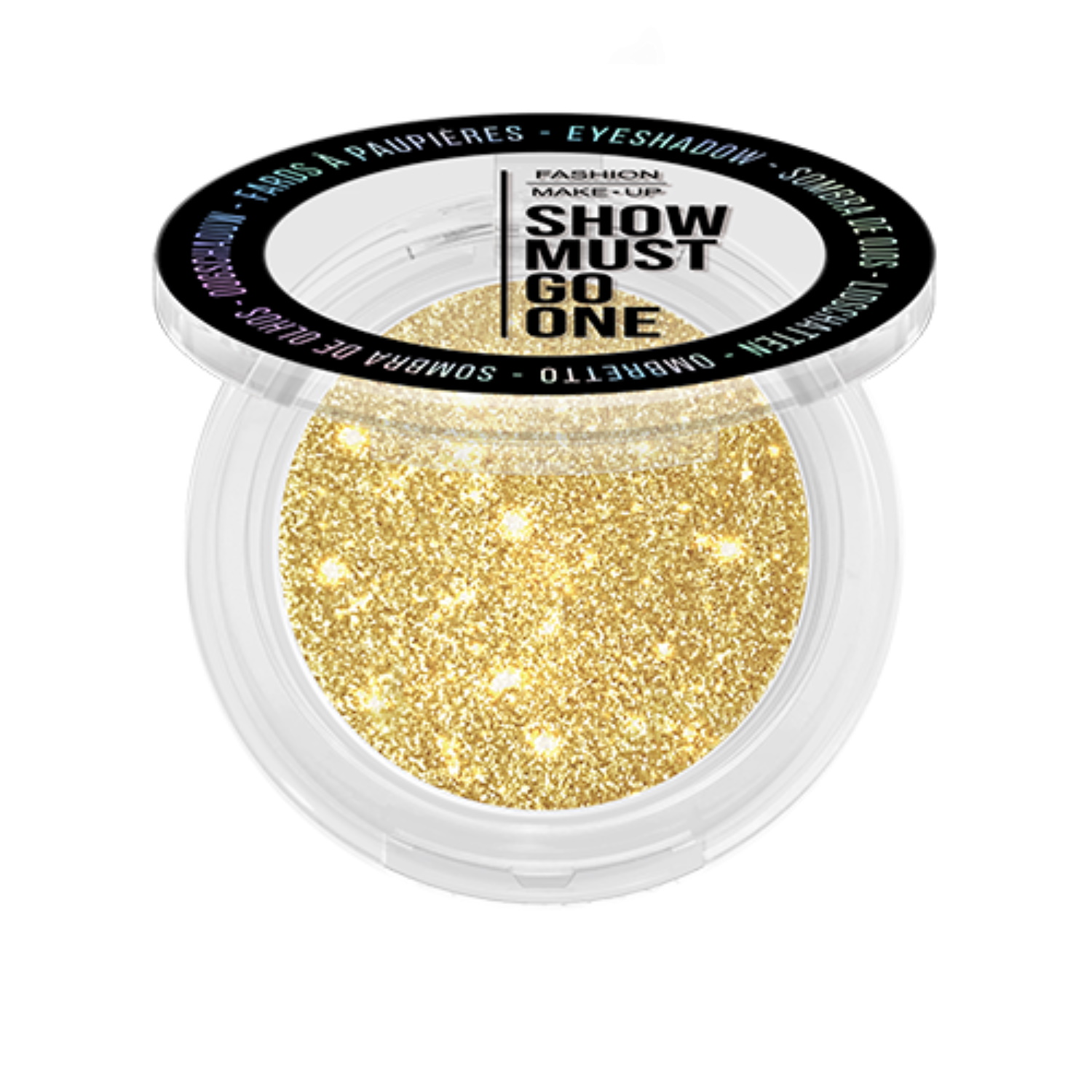 Ombre à paupières Show must go one Gold 24K.<br/>Offrez-vous un regard de star avec un fini précieux emblématique avec nos ombres à paupières SHOW MUST GO ONE !<br/>Ombre à paupières pailletée avec forte concentration en pigments et adhérence impeccable pour un effet brillant 3D immédiat.<br/>Facile à appliquer - et à utilisation à sec seulement- cette ombre à paupières offre une texture soyeuse et légère enrichie en micro-particules réfléchissantes, pour un effet brillant extrême et une sensation agréable sur la peau. Adolescent Adulte Femme Fille Indémodable Ombre à paupières Show must go one Gold 24K.<br/>Offrez-vous un regard de star avec un fini précieux emblématique avec nos ombres à paupières SHOW MUST GO ONE !<br/>Ombre à paupières pailletée avec forte concentration en pigments et adhérence impeccable pour un effet brillant 3D immédiat.<br/>Facile à appliquer - et à utilisation à sec seulement- cette ombre à paupières offre une texture soyeuse et légère enrichie en micro-particules réfléchissantes, pour un effet brillant extrême et une sensation agréable sur la peau. Adolescent Adulte Femme Fille Indémodable
