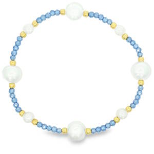 Ce bracelet élastique, orné de perles rondes cabochon, présente un design sophistiqué avec des accents dorés. Les perles sont montées sur un fil non métallique créant un contraste élégant. Idéal pour ajouter une touche de raffinement discret à toute tenue, ce bracelet combine classicisme et modernité.
