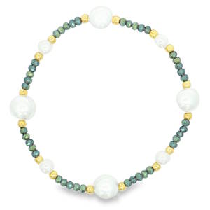 Rehaussez votre style avec ce bracelet élastique de perles, une pièce délicate et élégante qui apporte une touche de sophistication à chaque tenue. Les perles rondes, de lustre nacré, sont montées sur un fil non métallique orné de petites perles dorées, créant un contraste subtil. Ce bracelet est parfait pour ajouter une touche de grâce à votre quotidien ou pour compléter une tenue de soirée.