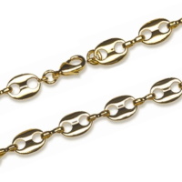 Bracelet chaîne maille grain de café en plaqué or jaune 18 carats.