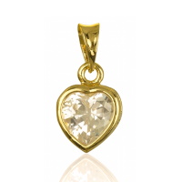 Pendentif en forme de cœur en plaqué or jaune 18 carats serti d'un oxyde de zirconium blanc.
