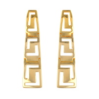 Boucles d'oreilles pendantes aux motifs grecs en plaqué or jaune 18 carats.