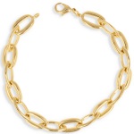 Bracelet chaîne grosse maille en plaqué or jaune 18 carats.