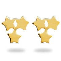 Boucles d'oreilles puces au motif de 3 étoiles en plaqué or jaune 18 carats.