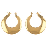 Boucles d'oreilles créoles larges en plaqué or jaune 18 carats.