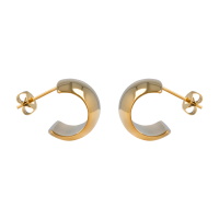 Boucles d'oreilles en forme de cylindre ouvert en acier doré.