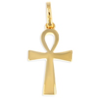 Pendentif Ankh, croix de vie (ou croix égyptienne) en plaqué or jaune 18 carats.