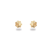 Boucles d'oreilles puces en forme de fleur en plaqué or jaune 18 carats.
