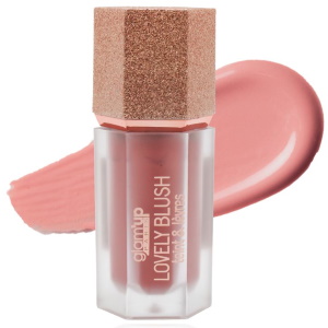 Blush liquide en gel pour lèvres et joues Lovely blush. Lovely blush liquide teint & lèvres 2 en 1 colore naturellement grâce à ses pigments. Blush 2-en-1 utilisable sur les joues et/ou les lèvres, avec une texture hydratante et fondante pour un teint lumineux.