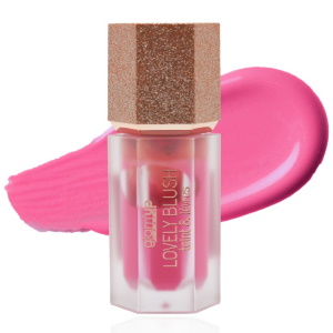 Blush liquide en gel pour lèvres et joues Lovely blush. Lovely blush liquide teint & lèvres 2 en 1 colore naturellement grâce à ses pigments. Blush 2-en-1 utilisable sur les joues et/ou les lèvres, avec une texture hydratante et fondante pour un teint lumineux.