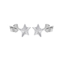 Boucles d'oreilles puces en forme d'étoile en argent 925/000 rhodié.