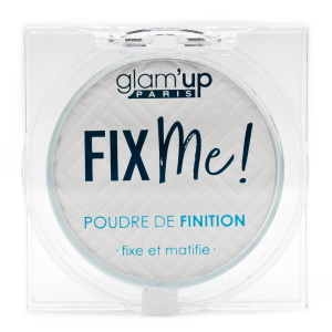 Poudre de finition fix me. La poudre fixatrice matifiante Glam’Up Paris fixe parfaitement votre fond de teint et lui donne un aspect soyeux pour un résultat longue tenue. Le teint est lisse et sans défaut. Poudre compacte de finition non desséchante. Cette poudre compacte de finition permet de fixer le maquillage, réduire l’apparence des pores, combler les rides & ridules, uniformiser le teint, contrôler les brillances, matifier la peau et flouter les imperfections instantanément. Texture légère et soyeuse. Convient à toutes les carnations et types de peaux, sa formule protège la peau et évite son dessèchement. Le compagnon idéal pour des retouches à tout moment de la journée. Appliquez la poudre sur le visage avec un pinceau pour matifier la peau ou fixer le fond de teint. Appliquez à tout moment de la journée