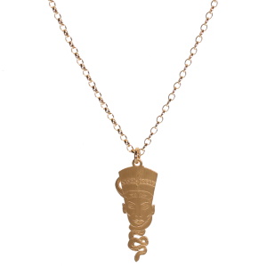 Collier composé d'une chaîne et d'un pendentif représentant Cléopâtre en véritable bronze. Fermoir mousqueton avec 4 cm de rallonge.