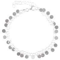 Bracelet composé d'une chaîne avec pampilles rondes lisses en forme de ronde en argent 925/000 rhodié. Fermoir mousqueton avec 3 cm de rallonge.