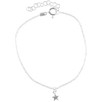 Bracelet composé d'une chaîne avec étoile pendante en argent 925/000 rhodié. Fermoir anneau ressort avec 3 cm de rallonge.