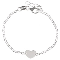 Bracelet composé d'une chaîne et d'un médaillon en forme de cœur en argent 925/000. Fermoir mousqueton avec 2 cm de rallonge.