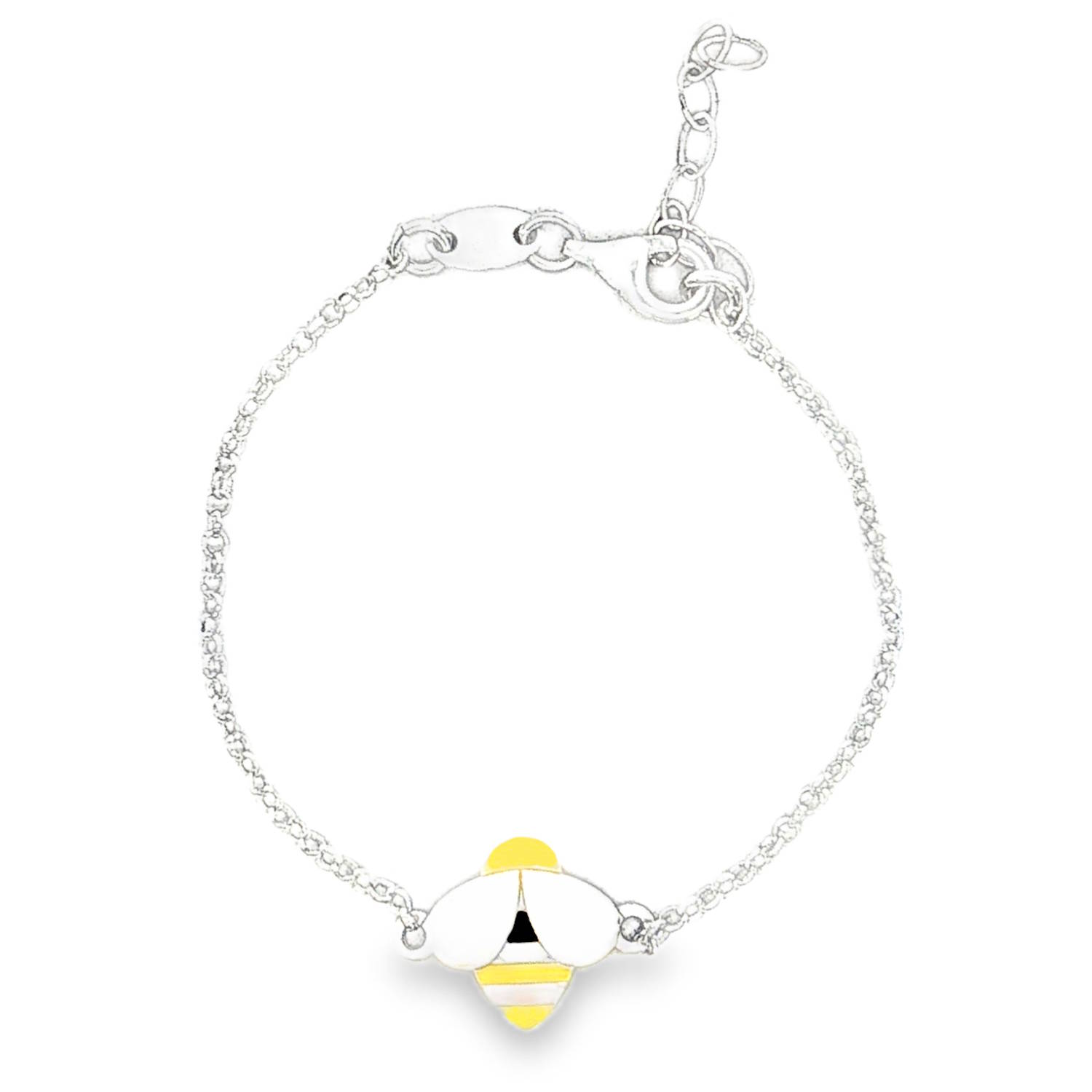 Ce délicat bracelet en argent 925/000 est rehaussé d'un motif d'abeille émaillé jaune, noir et blanc, apportant une touche ludique et charmante.<br/>Son design raffiné en fait un accessoire idéal pour ajouter une note d'originalité à votre style. Adolescent Animaux Enfant Femme Fille Indémodable Ce délicat bracelet en argent 925/000 est rehaussé d'un motif d'abeille émaillé jaune, noir et blanc, apportant une touche ludique et charmante.<br/>Son design raffiné en fait un accessoire idéal pour ajouter une note d'originalité à votre style. Adolescent Animaux Enfant Femme Fille Indémodable
