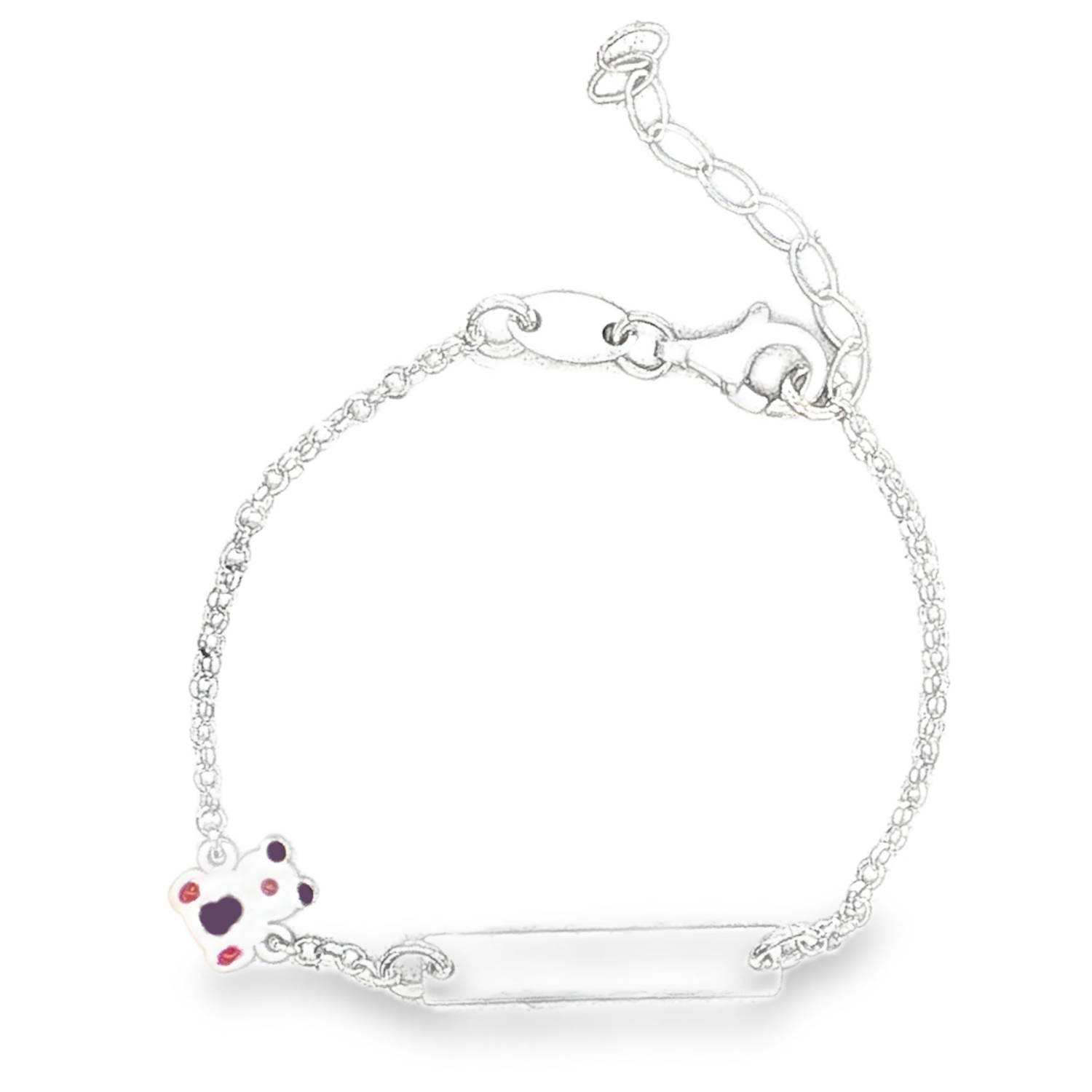 Ce délicat bracelet chaîne en argent 925/000 est le cadeau idéal pour un enfant.<br/>Le design comporte une adorable application à motif animalier et une petite plaque, parfaite pour une gravure personnalisée.<br/>Un bijou charmant et sûr, conçu pour durer. Ours Adolescent Animaux Enfant Femme Fille Gravure Indémodable Ce délicat bracelet chaîne en argent 925/000 est le cadeau idéal pour un enfant.<br/>Le design comporte une adorable application à motif animalier et une petite plaque, parfaite pour une gravure personnalisée.<br/>Un bijou charmant et sûr, conçu pour durer. Ours Adolescent Animaux Enfant Femme Fille Gravure Indémodable