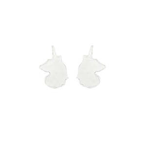 Boucles d'oreilles puces représentant une tête de licorne en argent 925/000.