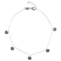 Bracelet chaîne de cheville composé d'une chaîne avec pampilles rondes en argent 925/000. Fermoir mousqueton avec 2 cm de rallonge.